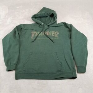 Thraser Hoodie Mens S Green Skateboard Pullover Sweatshirt Drawstring